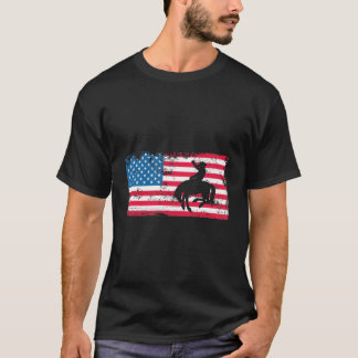 American Flag Rodeo Bronc Horse Riding Cow Cow T-Shirt