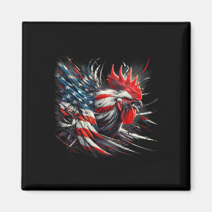 American Flag Rooster Chicken 4th Of July Animal Magnet