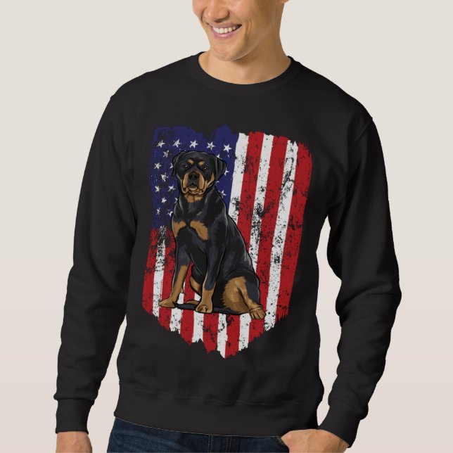 American Flag Rottweiler 4th Of July USA Sweatshirt (Front)