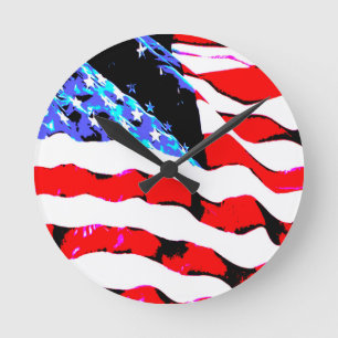 American flag round clock