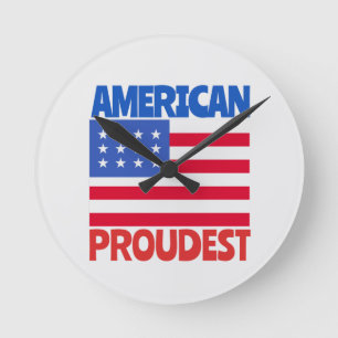 American Flag Round Clock