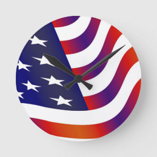 American Flag Round Clock