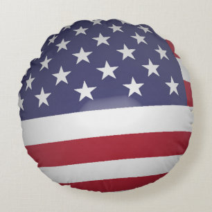 AMERICAN FLAG ROUND CUSHION