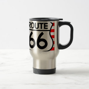 American Flag Route 66 Shield Stars & Stripes Travel Mug