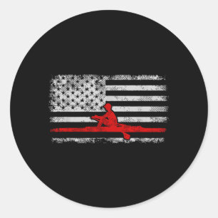 American Flag Rowing Classic Round Sticker