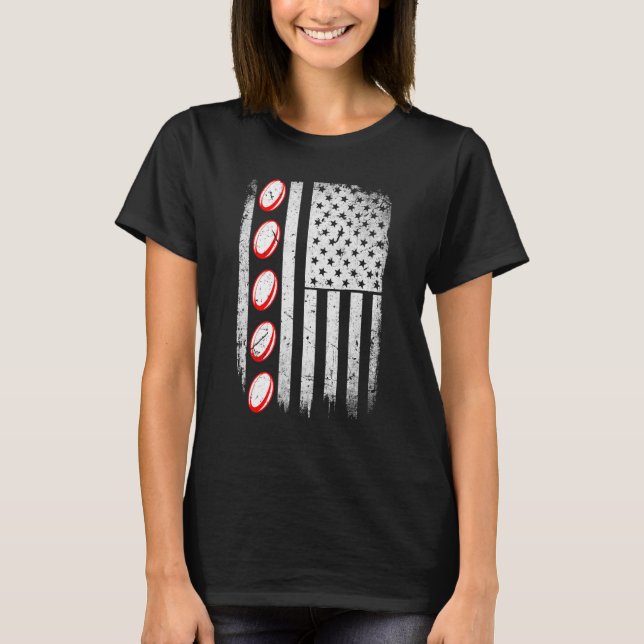 American Flag Rugby Team Retro Rugby T-Shirt (Front)