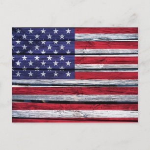 American Flag Rustic Wood Postcard