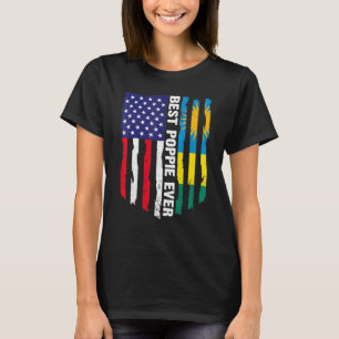 American Flag & Rwanda Flag Best Poppie Ever Patri T-Shirt