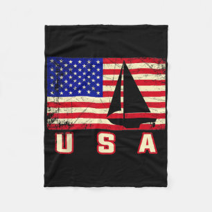 American Flag Sailing Cute Boating Gift For Women  Fleece Blanket