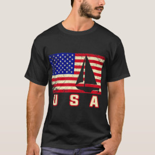 American Flag Sailing Cute Boating Gift For Women T-Shirt