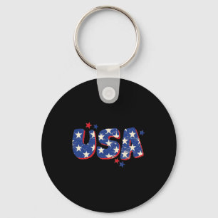 American Flag Sasquatch With Alien Ufo Bigfoot 4th Key Ring
