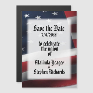 American Flag Save the Date Custom Font Magnetic Invitation