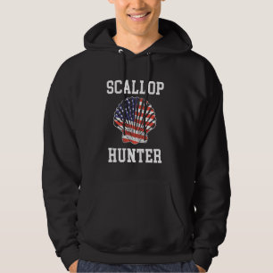 American Flag Scallop Hunter Hunting Scalloping Hoodie