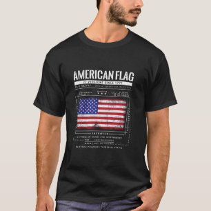 American Flag Schematic Patriotic Military America T-Shirt