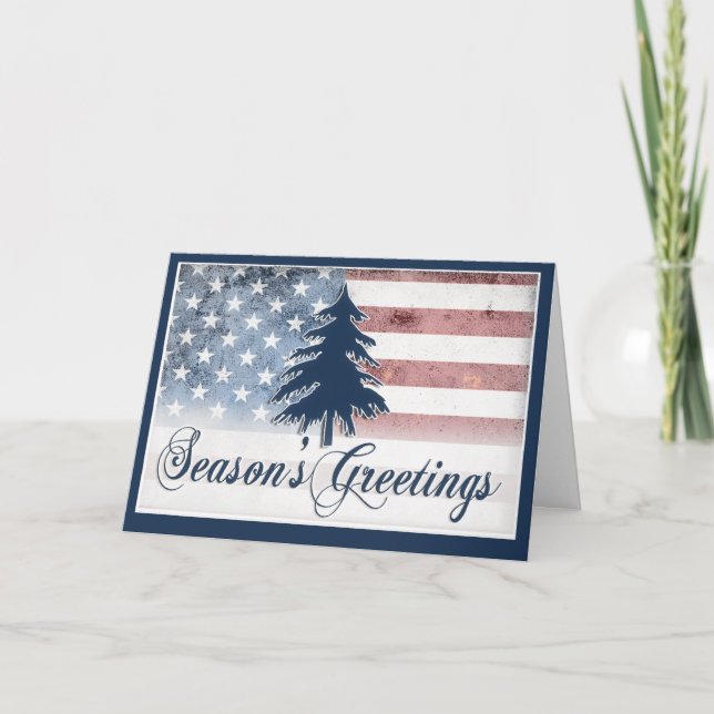 American Flag Season's Greetings Card (Front)