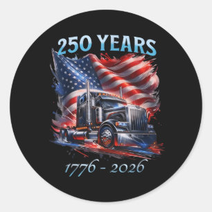 American Flag Semi Truck Patriotic Trucker Classic Round Sticker