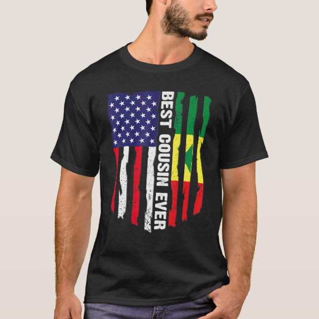 American Flag & Senegal Flag Best Cousin Ever Fami T-Shirt (Front)