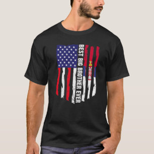 American Flag & Serbia Flag Best Big Brother Ever  T-Shirt