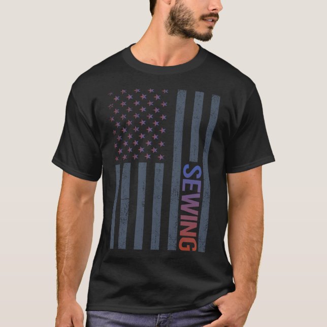 American Flag Sewing T-Shirt (Front)
