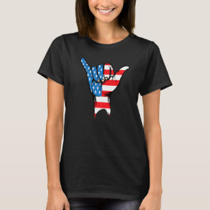 American Flag Shaka Hand Sign 4th Of July Patrioti T-Shirt