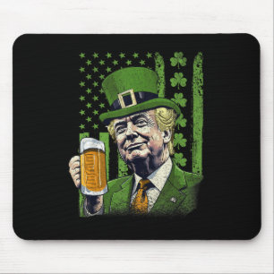American Flag Shamrocks Irish Trump St Patricks Da Mouse Pad