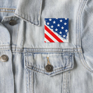 American Flag Shirt USA Patriotic Star Stripes 15 Cm Square Badge