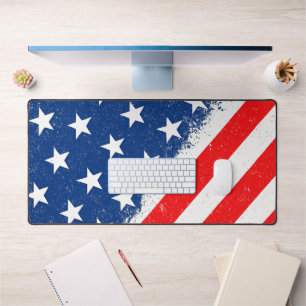 American Flag Shirt USA Patriotic Star Stripes Desk Mat