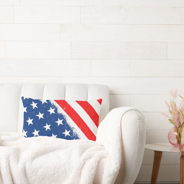 American Flag Shirt USA Patriotic Star Stripes Lumbar Cushion (Couch)
