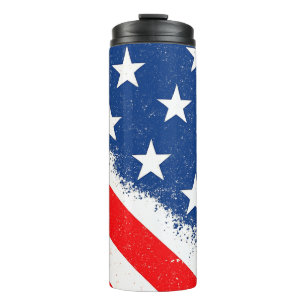 American Flag Shirt USA Patriotic Star Stripes Thermal Tumbler