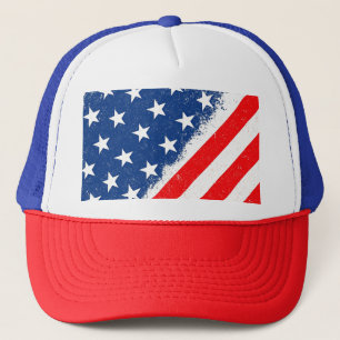 American Flag Shirt USA Patriotic Star Stripes Trucker Hat