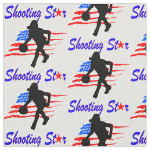 AMERICAN FLAG SHOOTING STAR BASKETBALL GIRL FABRIC