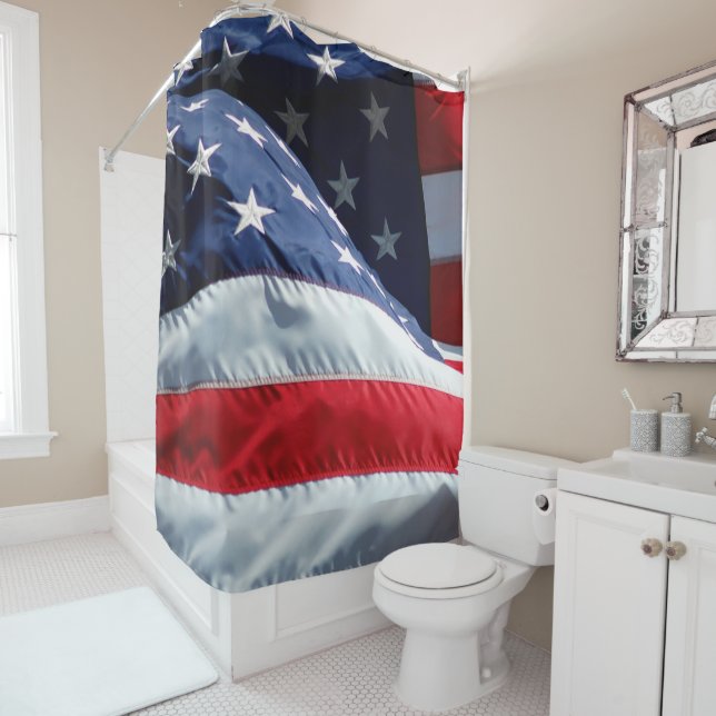 American Flag Shower Curtain (In Situ)