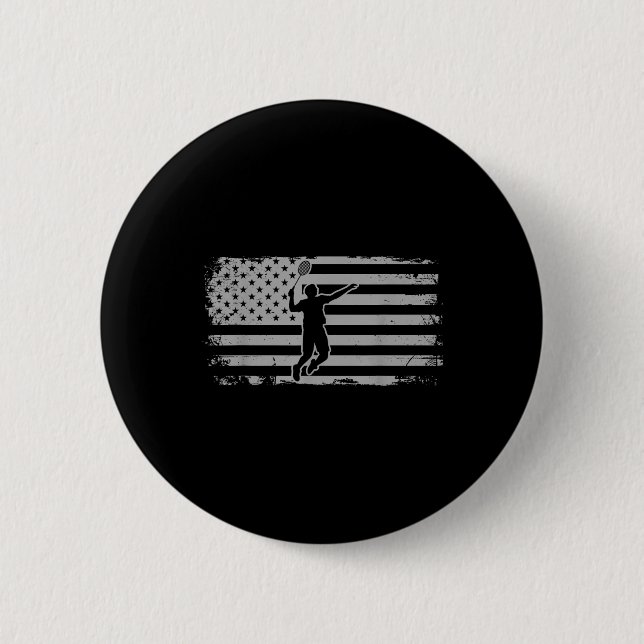 American Flag Shuttle Badminton  6 Cm Round Badge (Front)