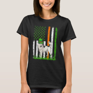 American Flag Siberian Husky Dog  St Patricks Day T-Shirt