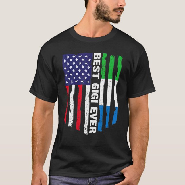 American Flag Sierra Leone Flag Best Gigi Ever Fam T-Shirt (Front)