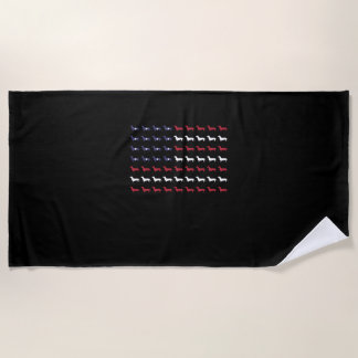 American Flag Silhouette Dachshund 4th Of July Beach Towel