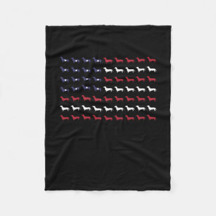 American Flag Silhouette Dachshund 4th Of July Fleece Blanket