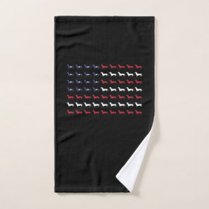 American Flag Silhouette Dachshund 4th Of July Hand Towel