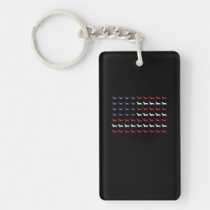 American Flag Silhouette Dachshund 4th Of July Key Ring