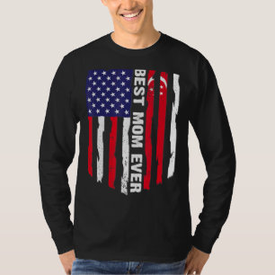 American Flag & Singapore Flag Best Mum Ever Famil T-Shirt