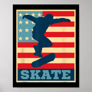 American Flag Skateboarding T Shirt Skater Tee Ska Poster