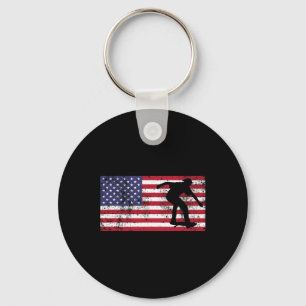 American Flag Skater Skateboarding July 4th Usa T Key Ring