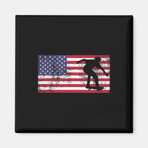 American Flag Skater Skateboarding July 4th Usa T Magnet