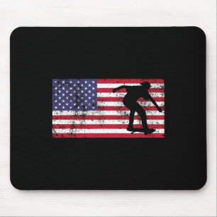 American Flag Skater Skateboarding July 4th Usa T  Mouse Pad