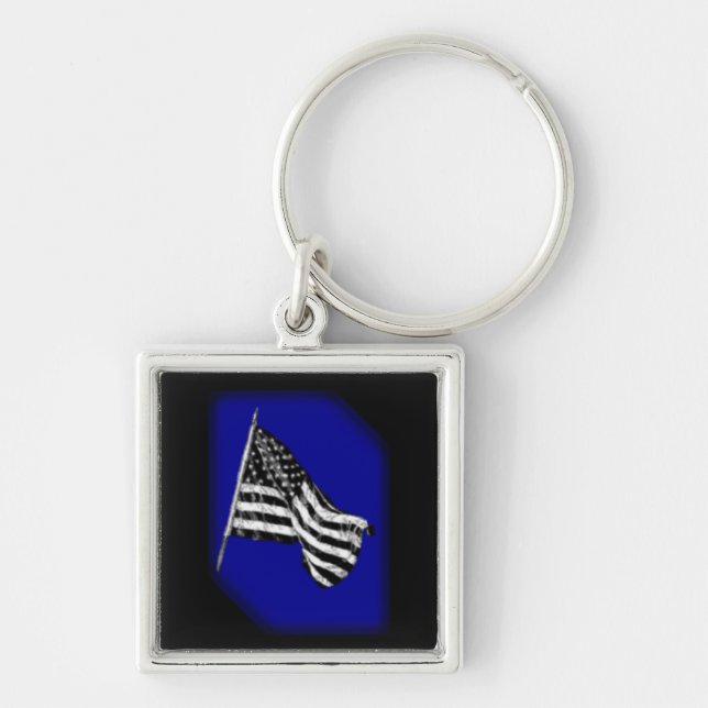 American Flag Sketch Blue Key Chain (Front)