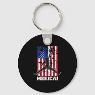 American Flag Sketll Usa Flag 4th Of July Men Boys Key Ring