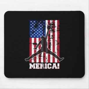 American Flag Sketll Usa Flag 4th Of July Men Boys Mouse Pad