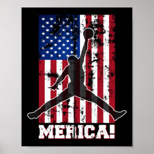 American Flag Sketll Usa Flag 4th Of July Men Boys Poster