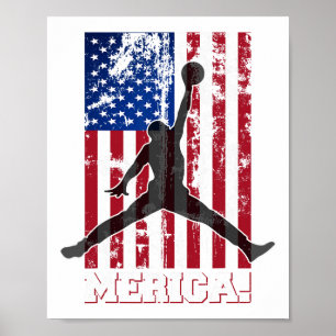American Flag Sketll Usa Flag 4th Of July Men Boys Poster