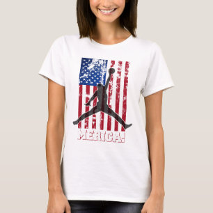 American Flag Sketll Usa Flag 4th Of July Men Boys T-Shirt